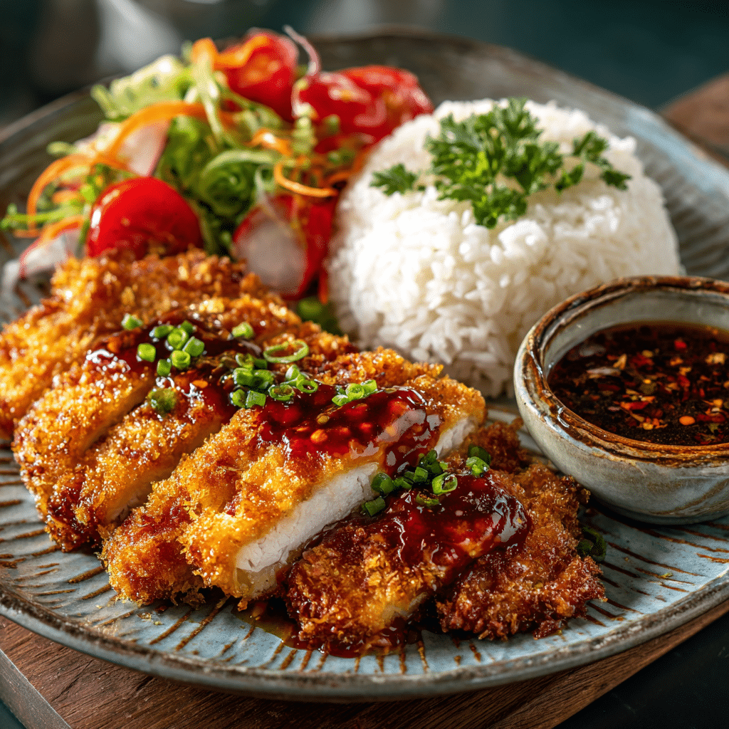 Golden Fried Chicken Katsu with Tonkatsu Sauce