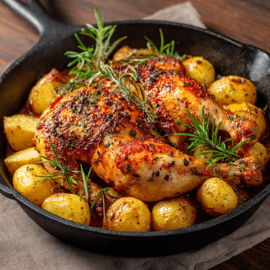 Spatchcock Chicken with Potatoes