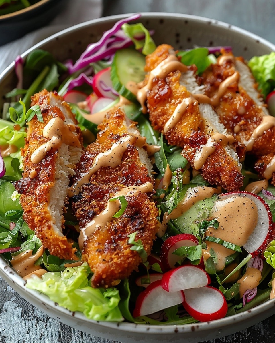 Air Fried Chicken Tender Salad with Honey Mustard (Easy & Healthy)