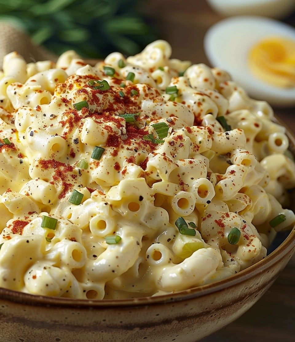 Creamy Deviled Egg Macaroni Salad