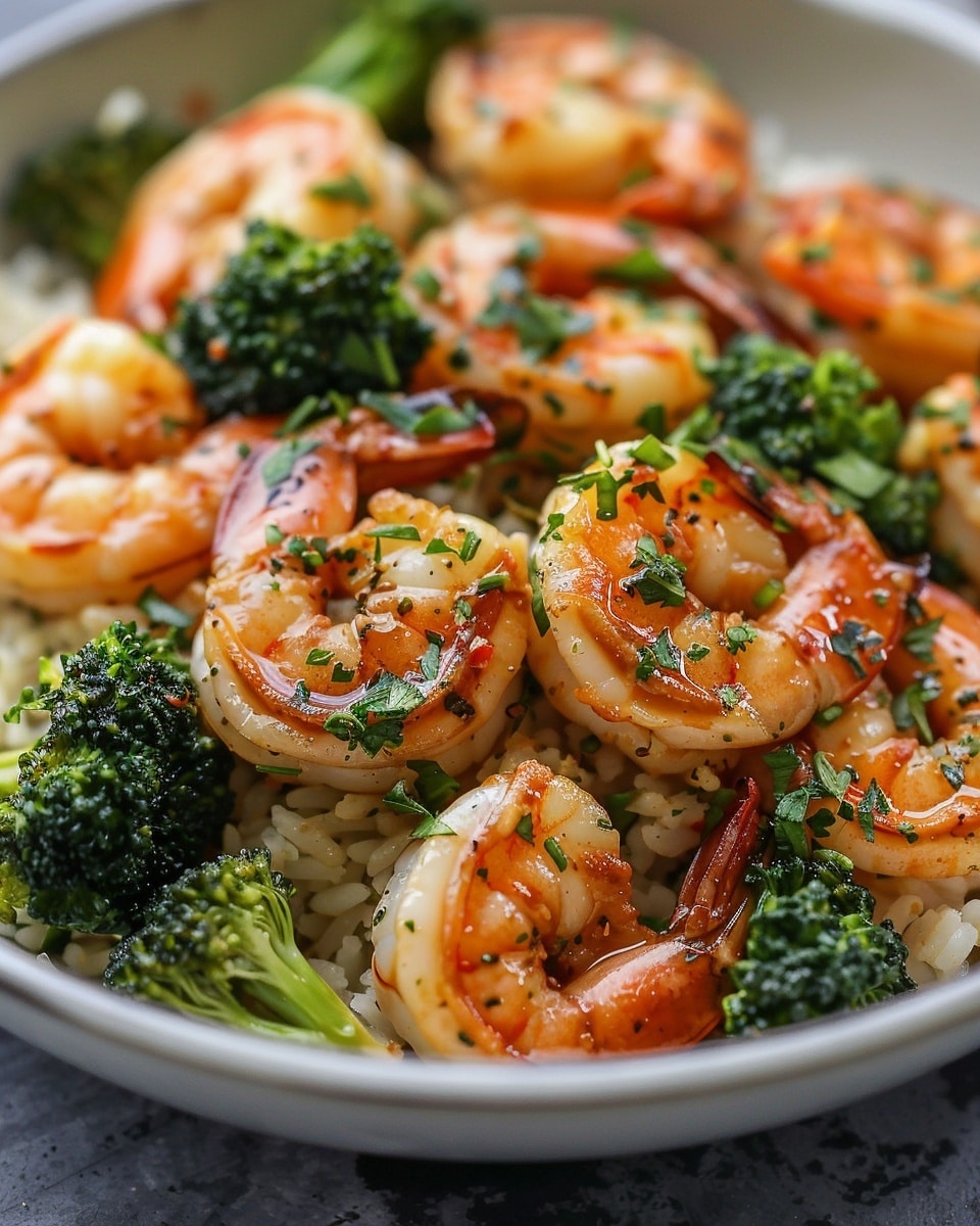 Garlic Butter Shrimp with Broccoli Rice