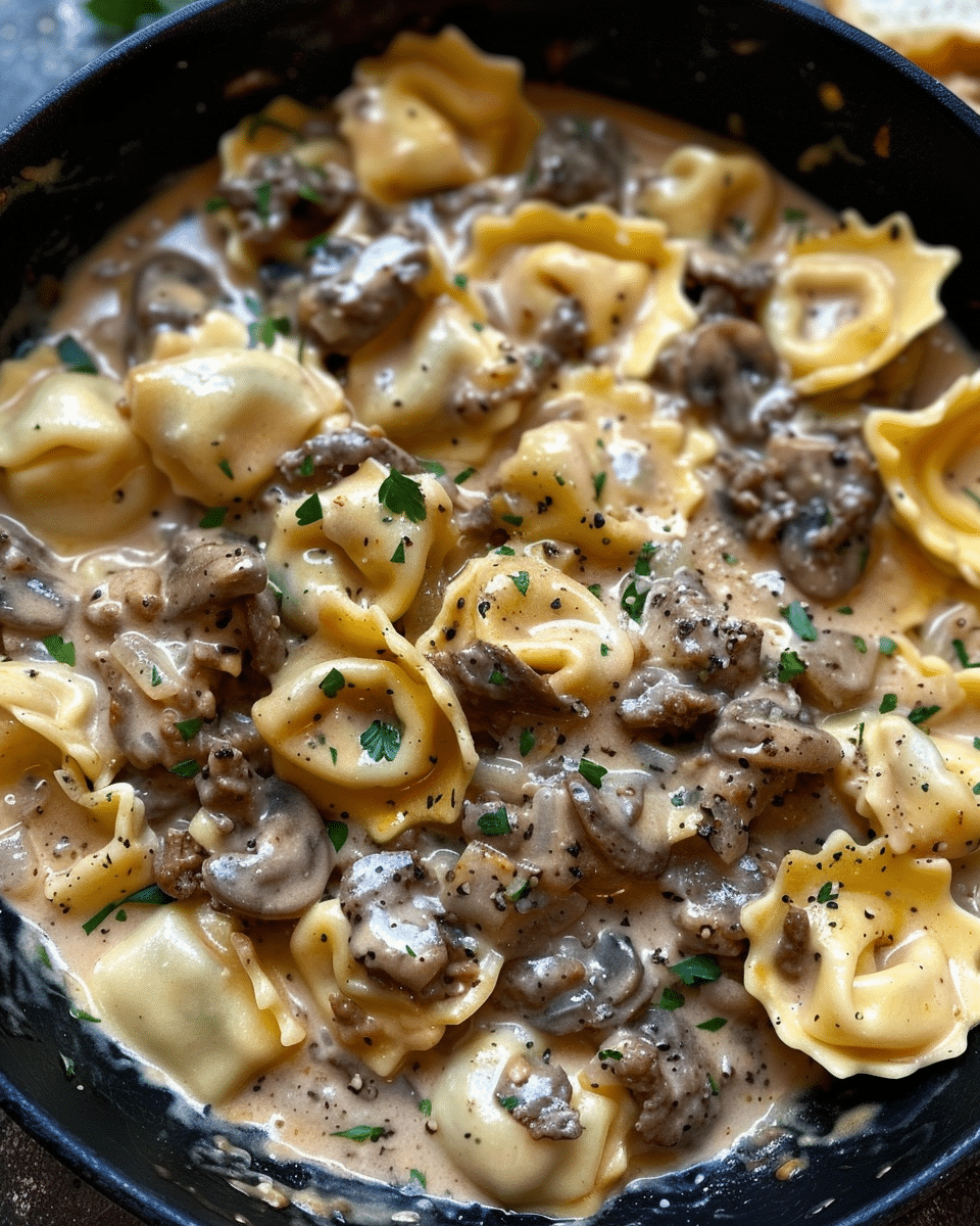 Cheesesteak Tortellini with Provolone Sauce