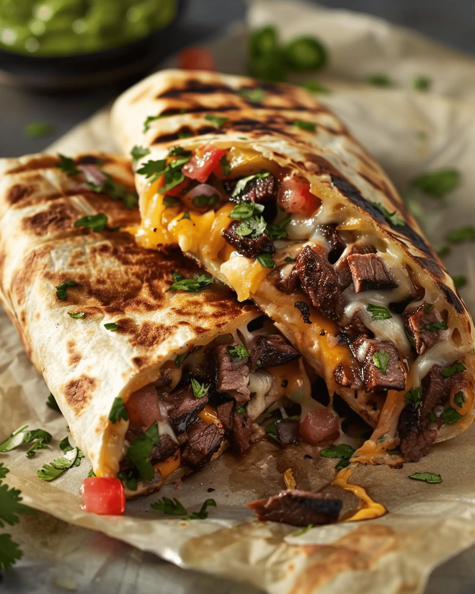 Grilled Cheese Burrito with Seasoned Beef