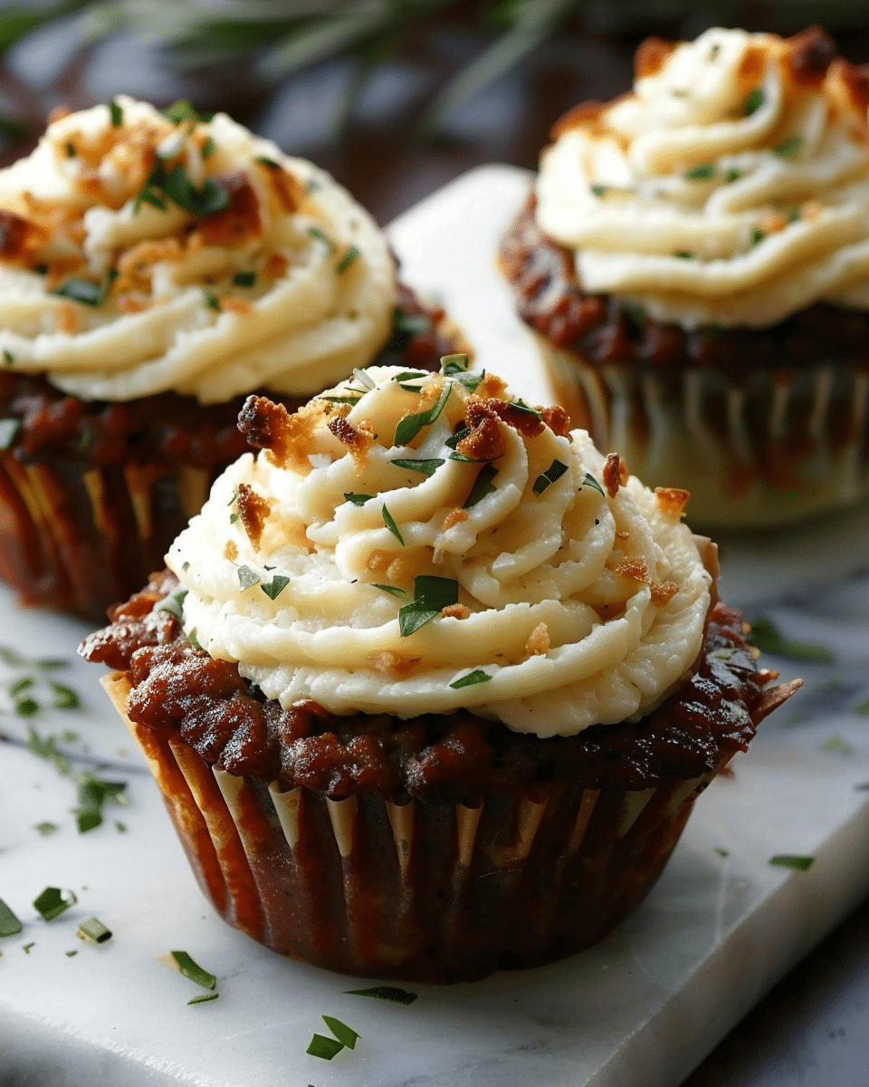 Meatloaf Cupcakes with Whipped Potato Topping