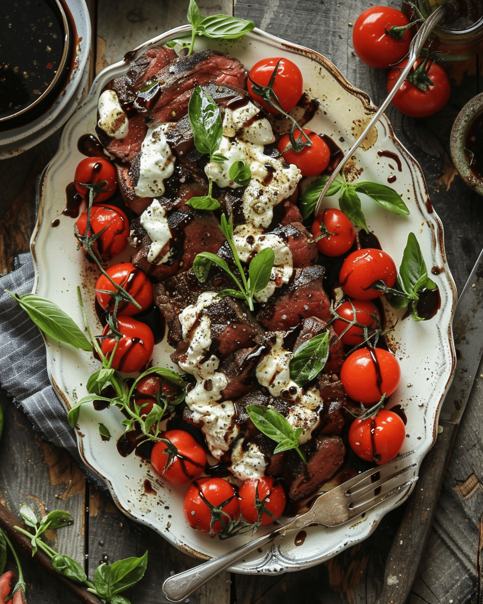 Grilled Steak Caprese with Balsamic Reduction