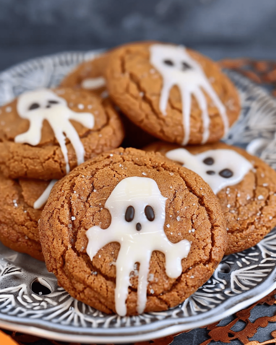 Spooky Ghost Brown Butter Pumpkin Cookies