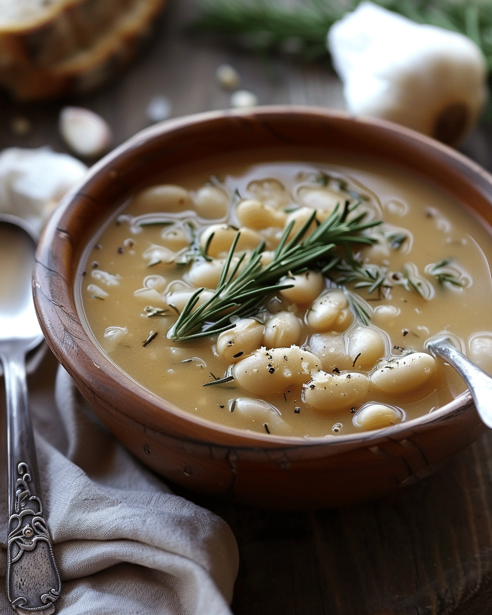 Roasted Garlic and Rosemary White Bean Soup