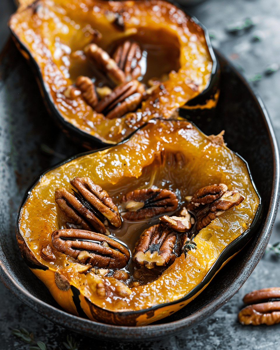 Maple Pecan Roasted Acorn Squash