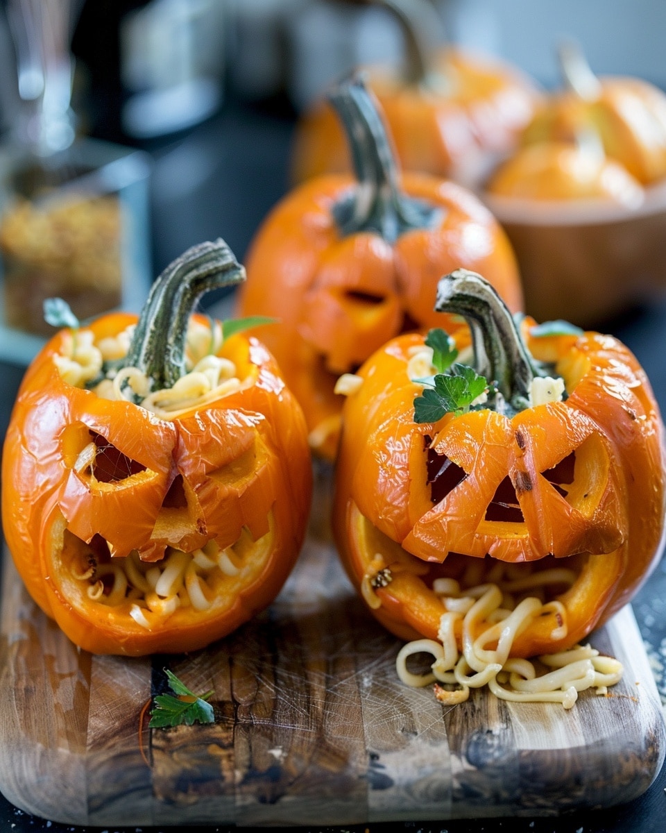 Stuffed Bell Pepper Jack-o’-Lanterns