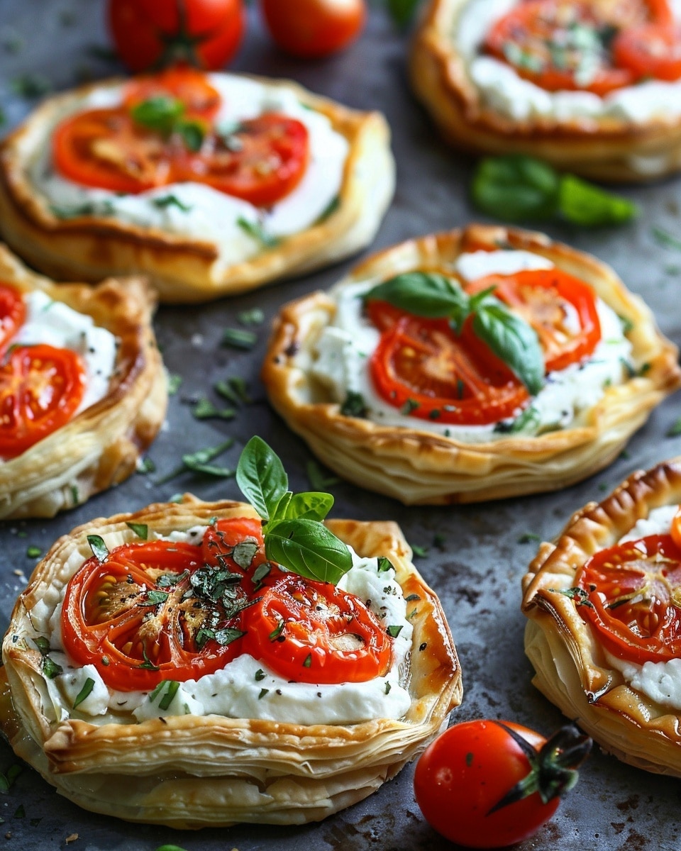 Easy Vegetarian Puff Pastry Tomato Tarts with Feta and Ricotta