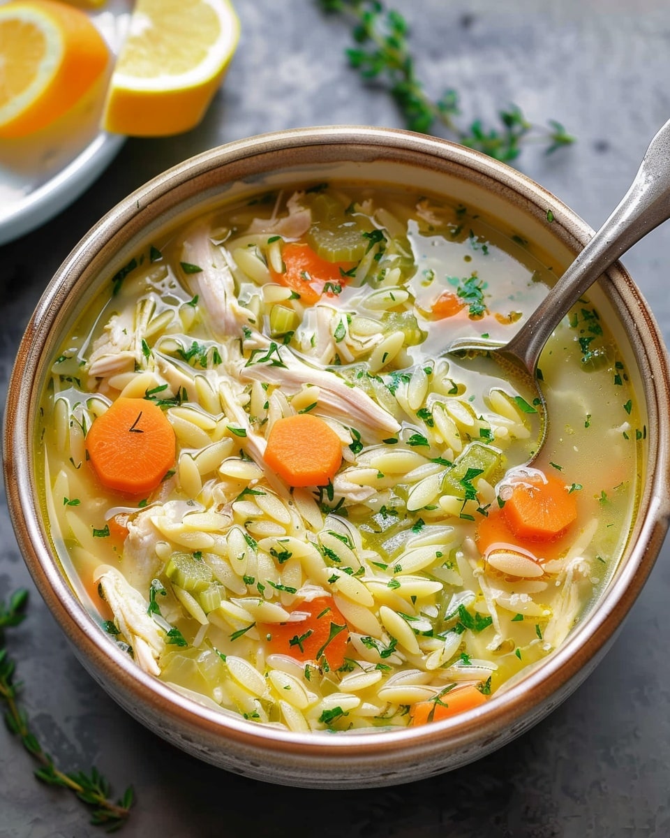 Lemon Chicken Orzo Soup