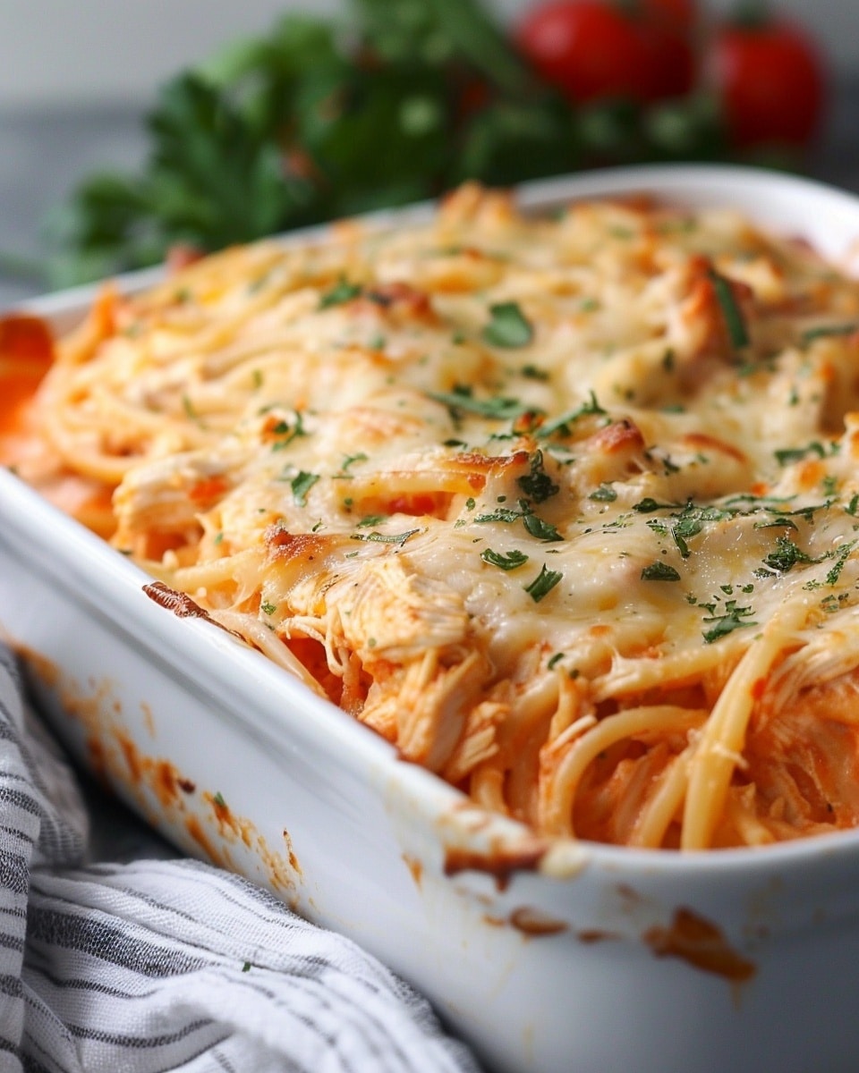 Creamy Rotel Chicken Spaghetti Casserole