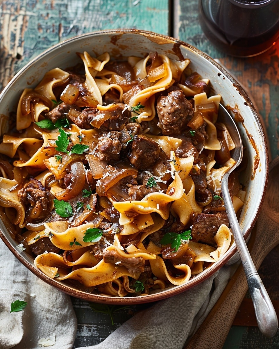 French Onion Beef and Noodles