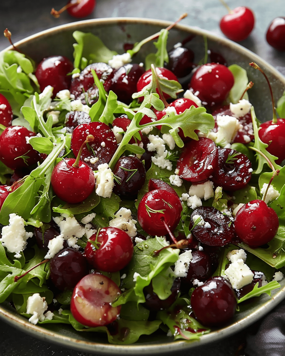 Vibrant Spring Mix Salad with Sweet Cherries and Feta
