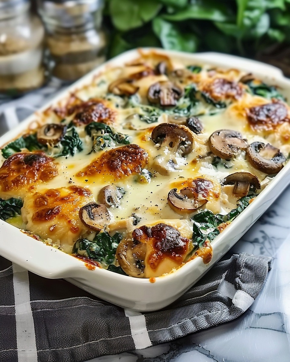 Chicken Spinach and Mushroom Low Carb Oven Dish