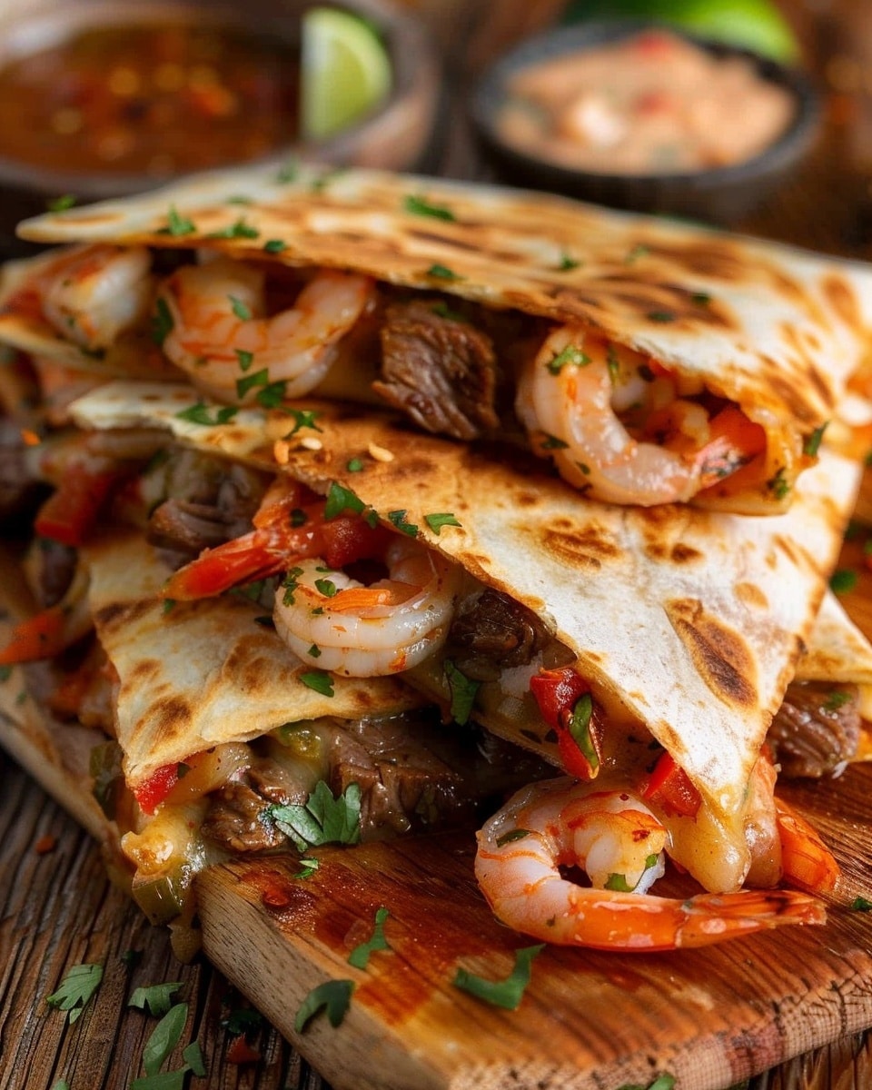 Creole Steak & Shrimp Quesadillas