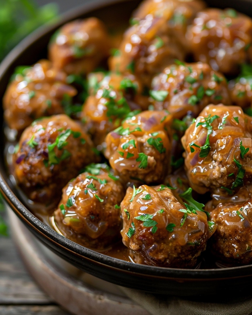 French Onion Meatballs with Savory Onion Sauce