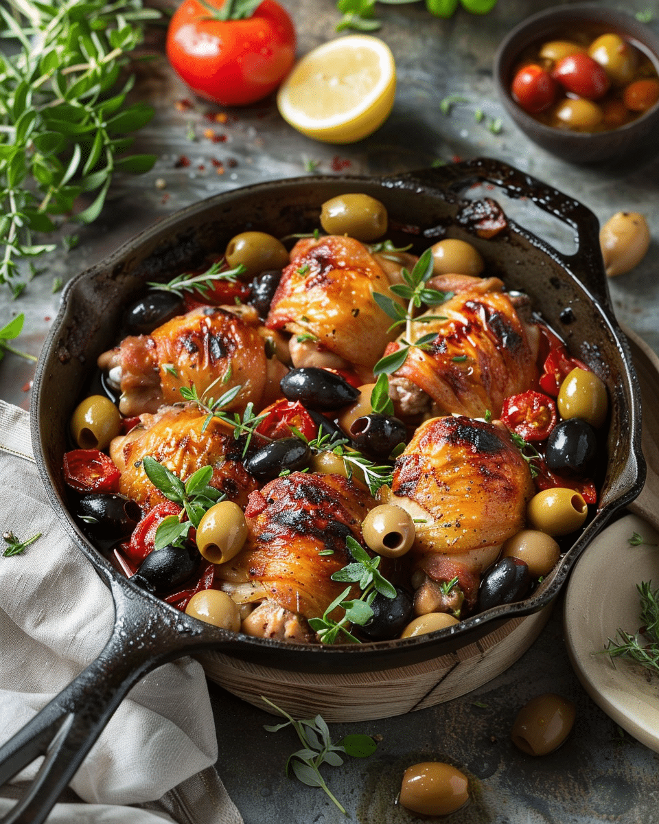 Mediterranean Chicken Thighs with Olives and Tomatoes