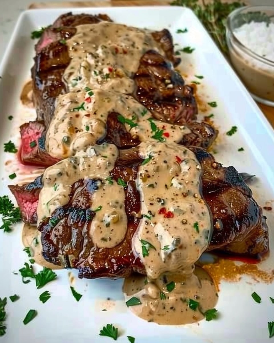 French Seared Steak with Cognac Cream Sauce