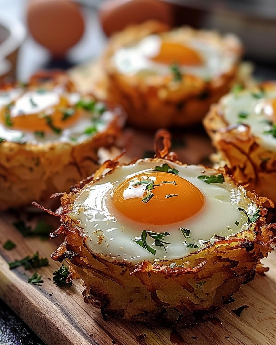Eggs Nestled in Crispy Hash Brown Baskets