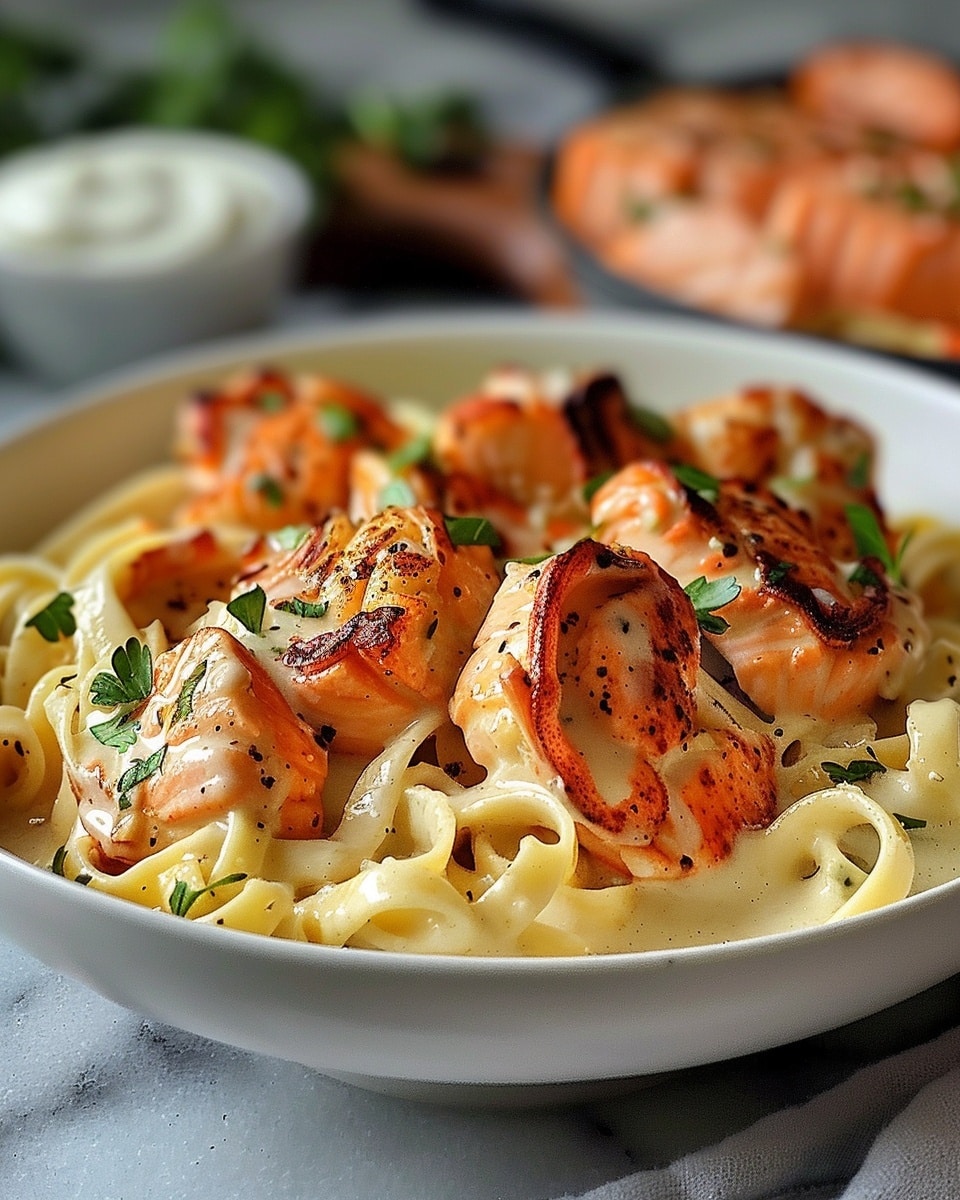 Cajun Lobster and Salmon Alfredo