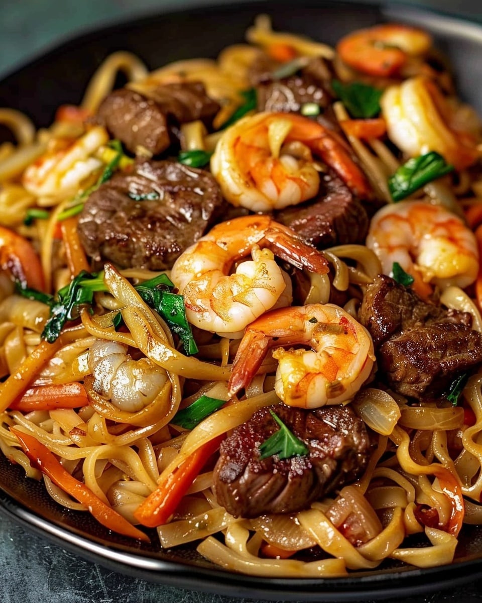 Steak & Shrimp Stir-Fried Noodles
