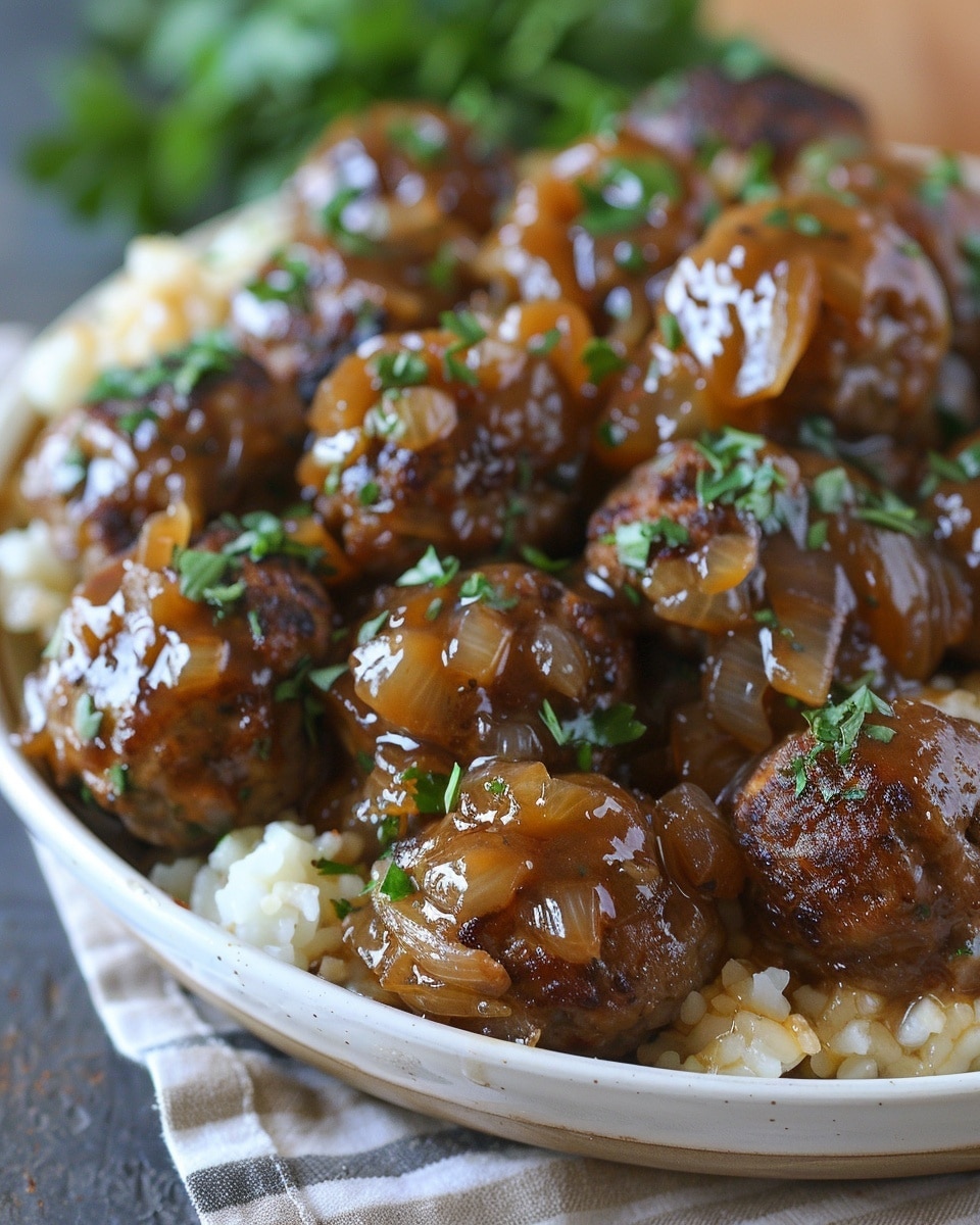 French Onion Meatballs with Savory Onion Sauce