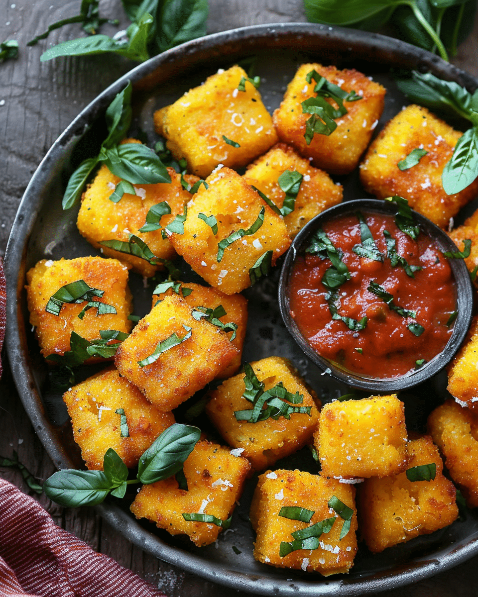 Crispy Fried Polenta with Marinara Sauce