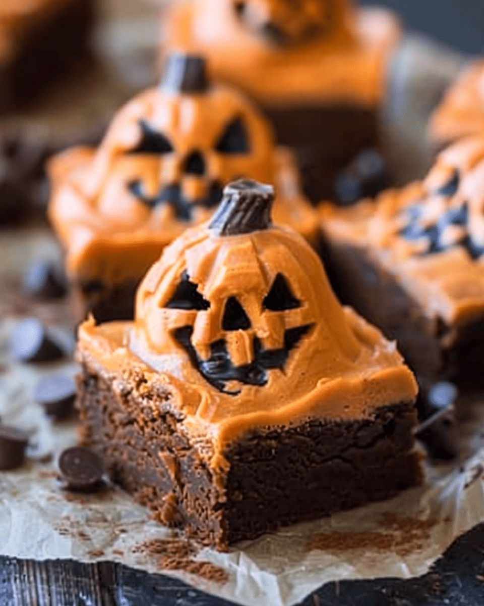 Melted Jack O’ Lantern Brownies
