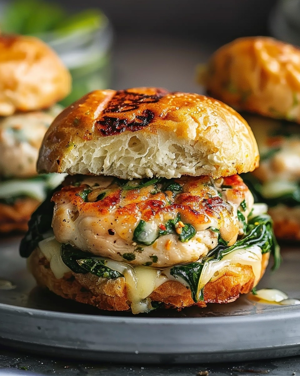 White Cheddar and Spinach Chicken Burgers