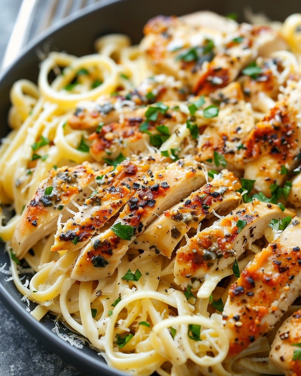 Garlic Parmesan Cheddar Chicken Linguine in Creamy Butter Sauce