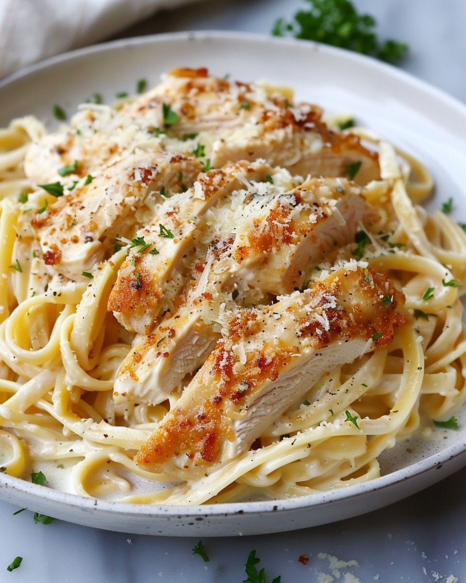 Garlic Parmesan Cheddar Chicken Linguine in Creamy Butter Sauce