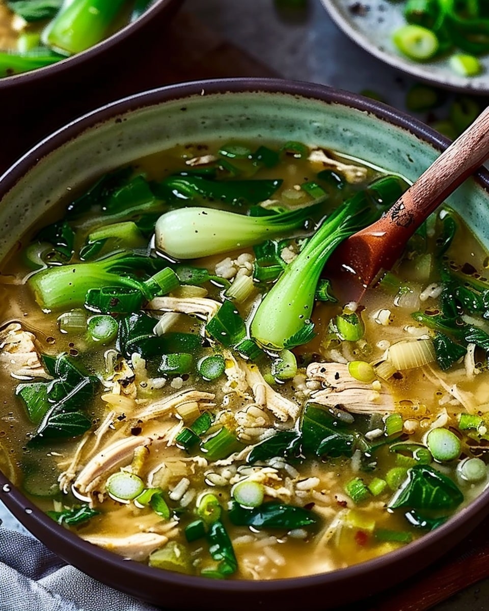 Ginger Chicken and Rice Soup with Bok Choy