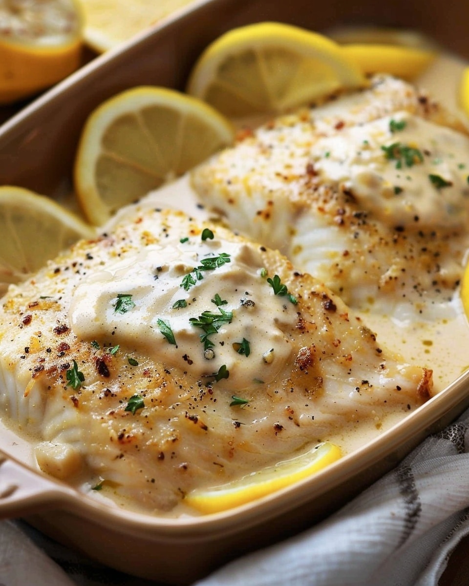 Baked Fish with Lemon Cream Sauce