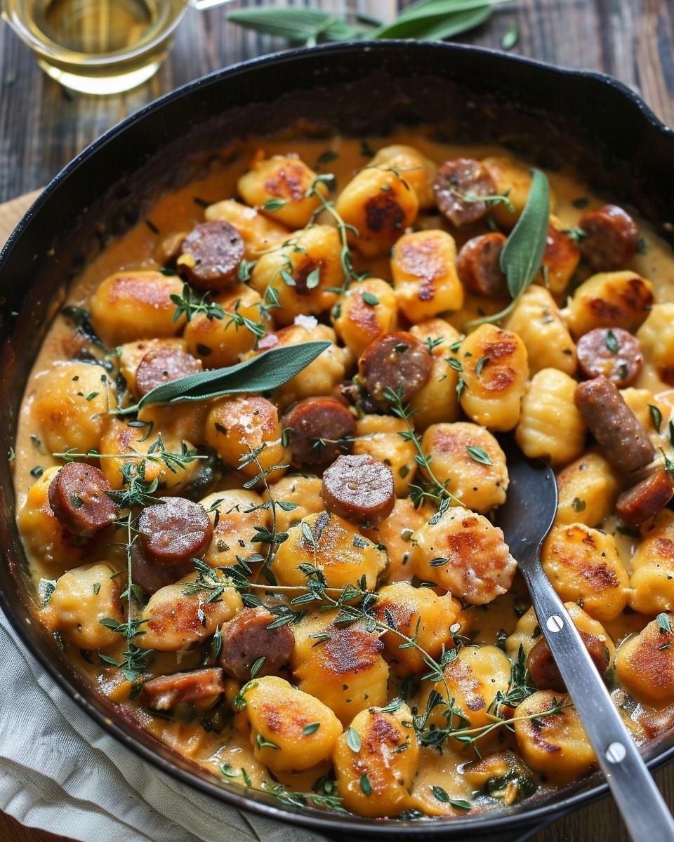 Creamy Butternut Squash Gnocchi with Sausage, Thyme, and Sage