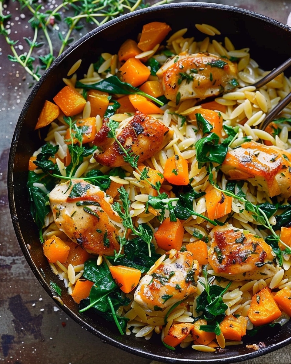 Creamy Chicken Orzo with Roasted Butternut Squash