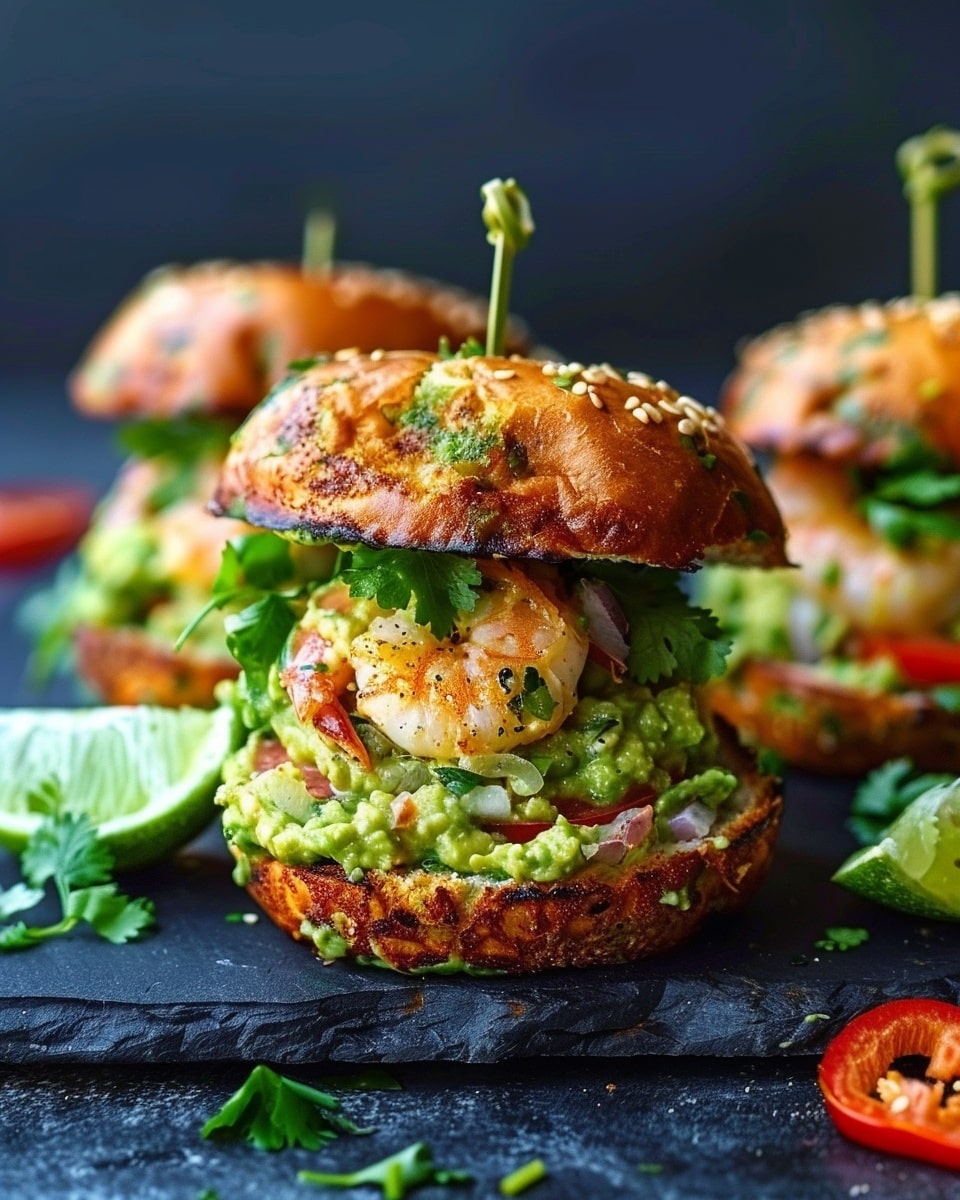 Shrimp Burgers with Cilantro and Guacamole