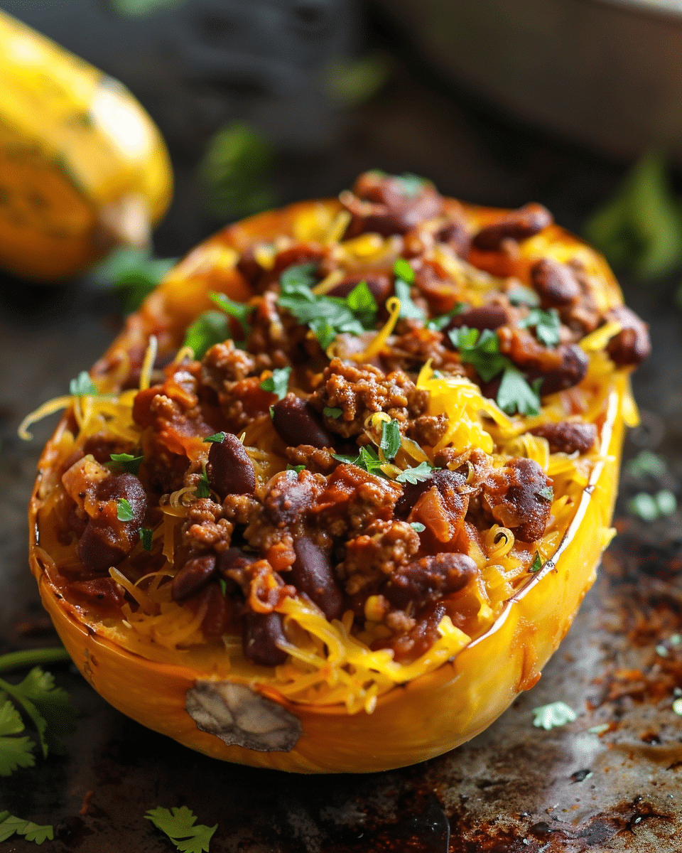 Chili Stuffed Spaghetti Squash
