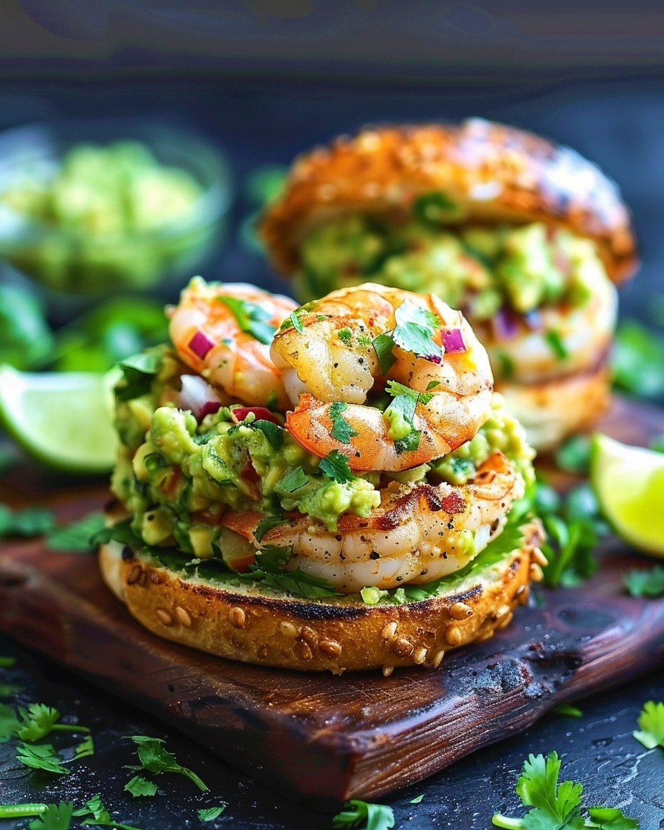 Shrimp Burgers with Cilantro and Guacamole