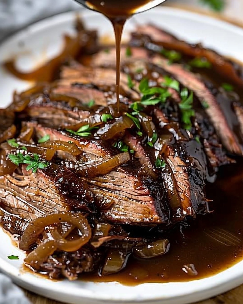 Slow Cooker Brisket with Balsamic Onion Gravy