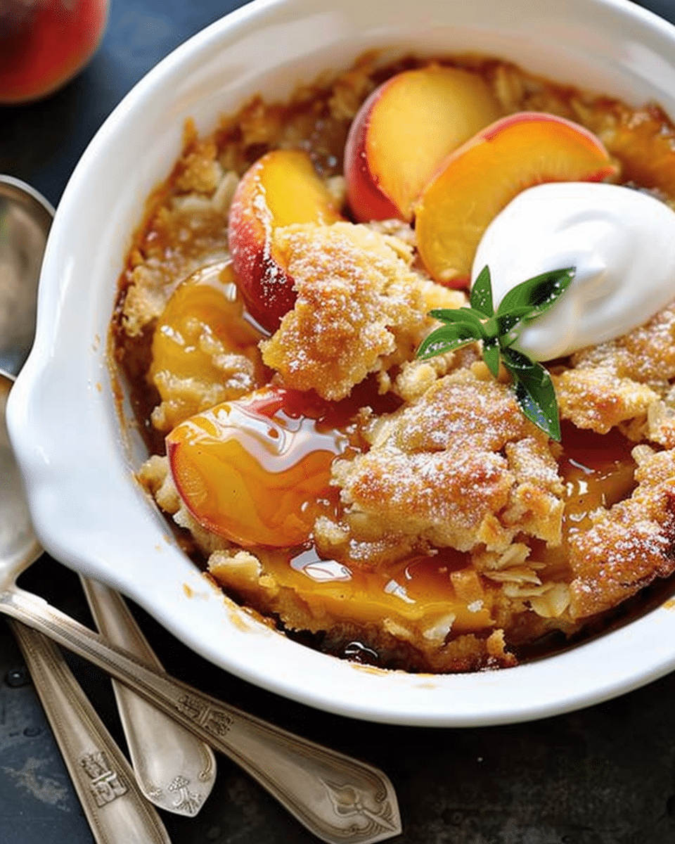 Old-Fashioned Peach Cobbler with Bourbon-Maple Glaze