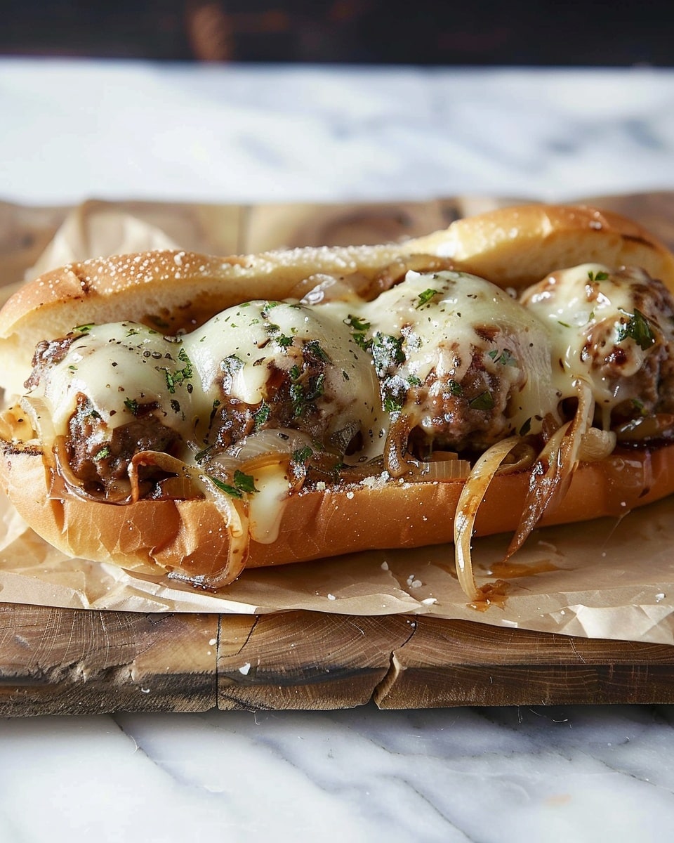 French Onion Meatball Sub