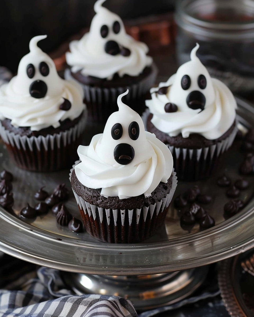 Black Cocoa Ghost Cupcakes
