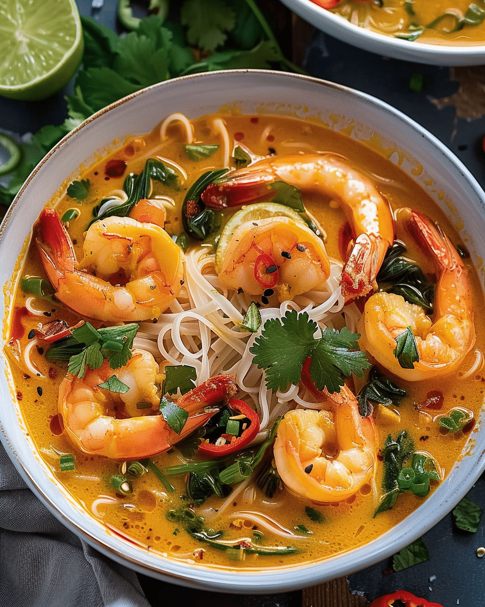 Thai Shrimp Coconut Curry Noodle Soup