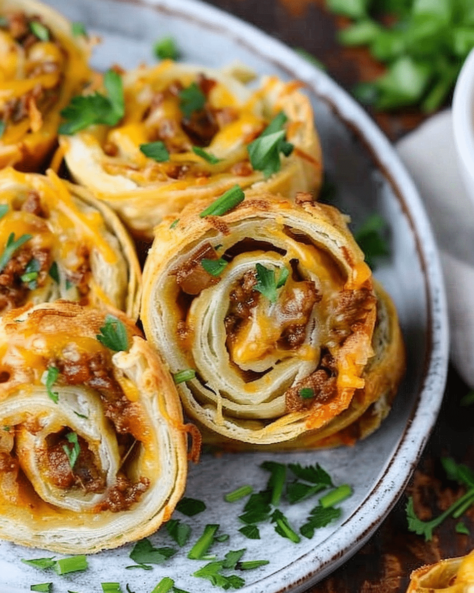 Taco Pinwheels with Cheese and a Creamy Dipping Sauce