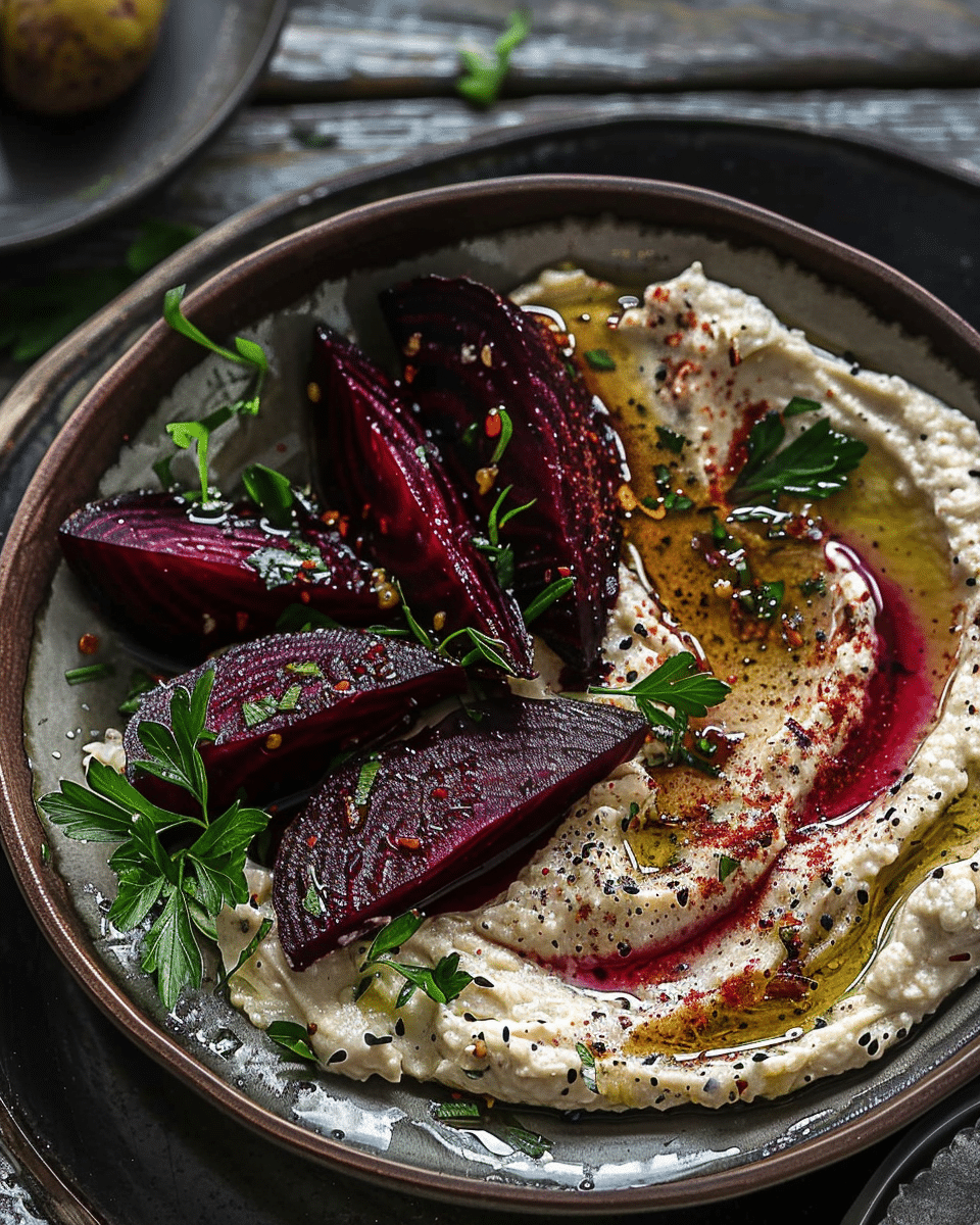 Roasted Beetroot Wedges with Homemade Baba Ganoush