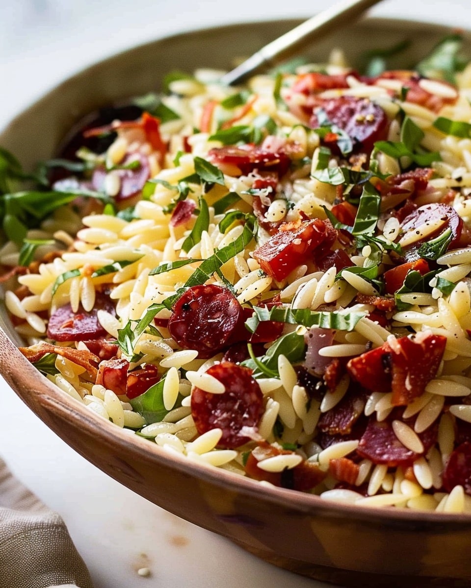 Risoni/Orzo Salad with Crispy Salami Bits