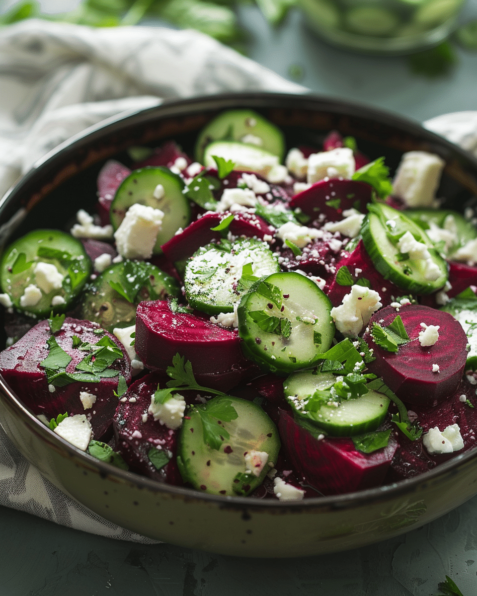 Easy Beet Salad Recipe with Feta and Cucumbers