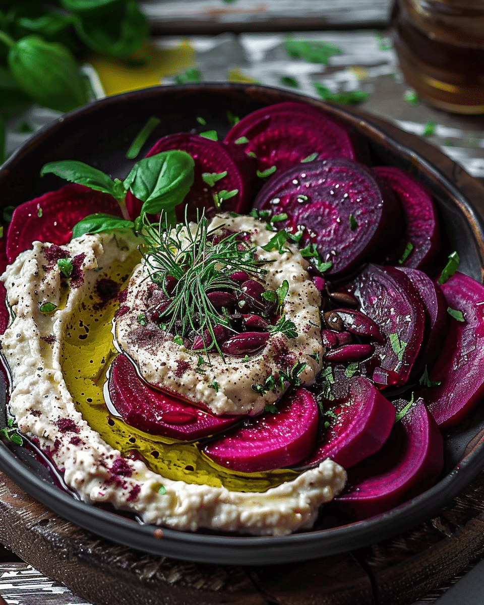 Roasted Beetroot Wedges with Homemade Baba Ganoush