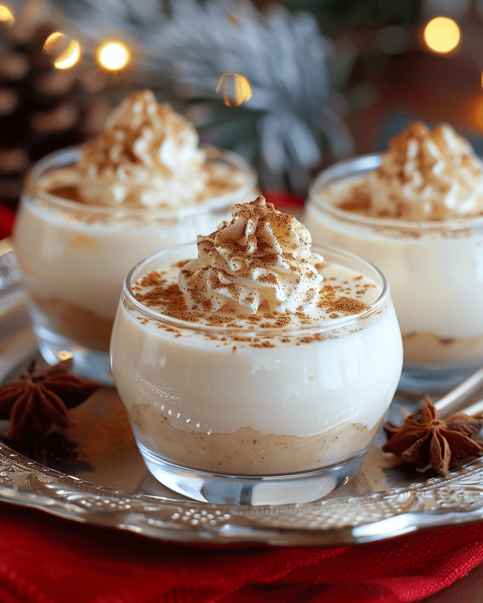 Eggnog Panna Cotta with Nutmeg Whipped Cream